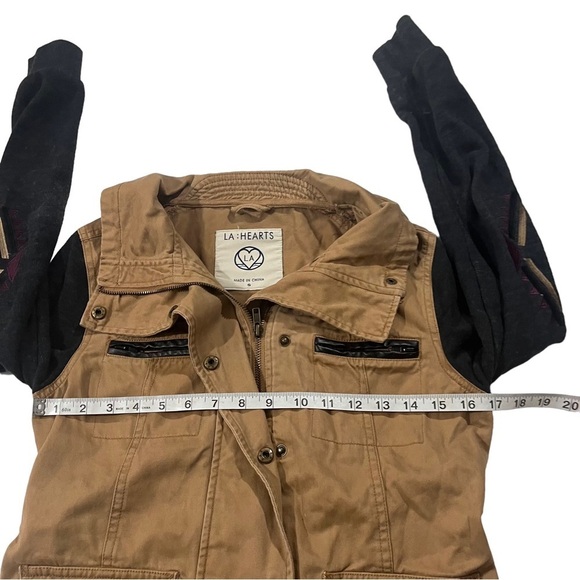 LA Hearts Khaki & Grey Contrast Long Sleeves Aztec Print Safari Jacket Sz Sm EUC - Picture 10 of 14